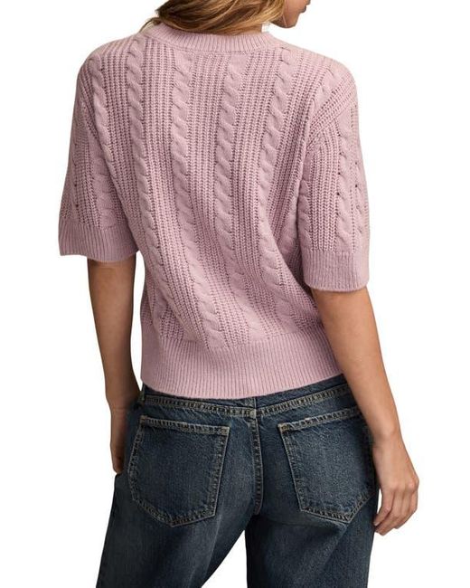 Lucky Brand Red Short Sleeve Cable Cardigan