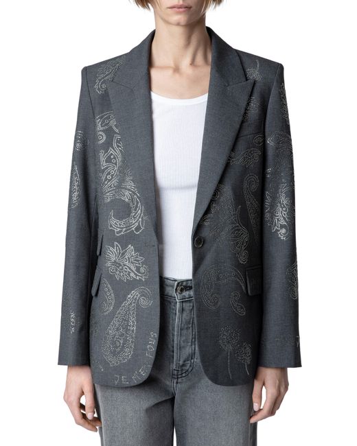 Zadig & Voltaire Beaded Paisley Jacket in Black | Lyst