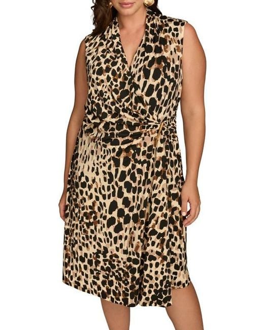Donna Karan Women's Sleeveless Midi Wrap Dress - benaras.co