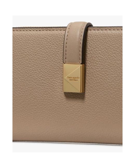 Kate Spade Natural Deco Pebbled Leather Zip Wallet