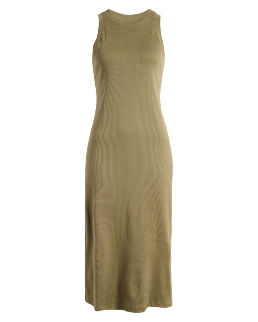 Nordstrom Green Stretch Cotton Ribbed Tank Dress