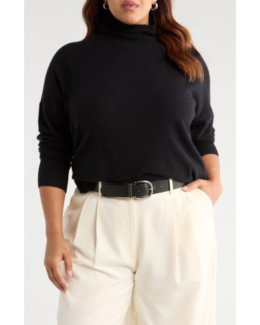 Nordstrom Women's Black Oversize Cashmere Turtleneck Sweater