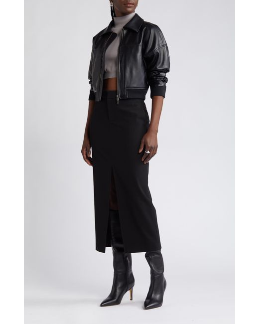 Open Edit Black Suited Midi Column Skirt