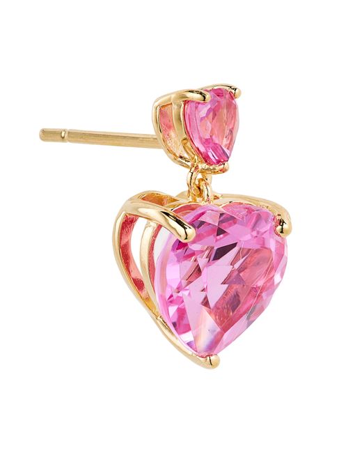 Judith Leiber Pink Crystal Heart Drop Earrings