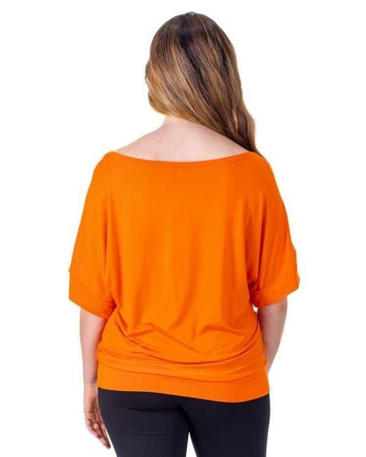 24seven Comfort Apparel Orange Loose Fit Dolman Top With Wide Sleeves