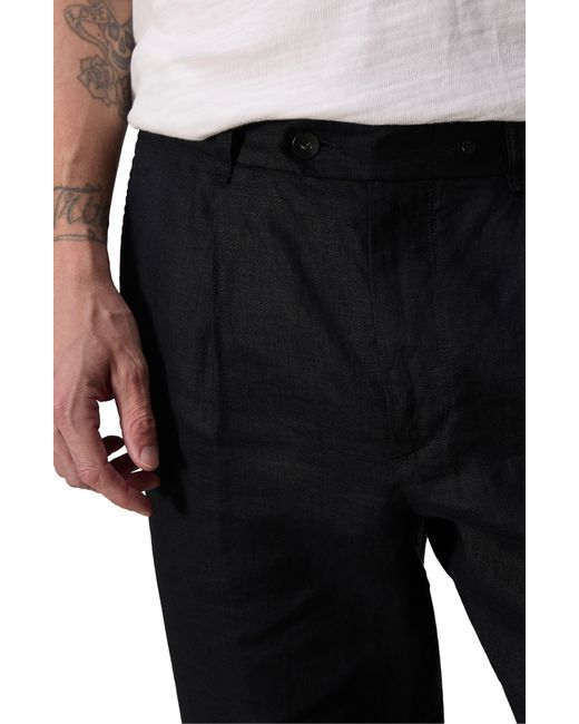 Rag & Bone Black Slim Fit Pleated Linen Chinos for men