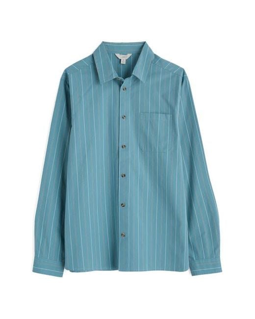 Seasalt Cornwall Blue Turnstone Stripe Organic Cotton Button-Up Shirt for men