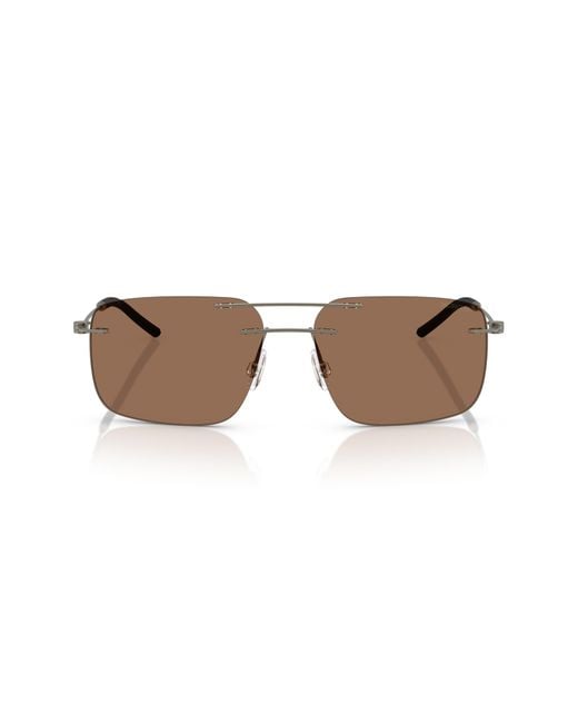 Moncler Brown 56Mm Rimless Rectangular Sunglasses for men