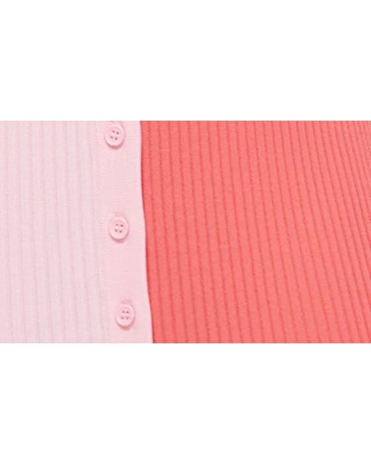Staud Pink Colorblock Long Sleeve Sweater Dress