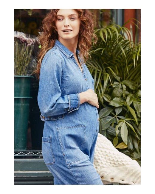 Hatch Collection Green The Everyday Nursing Denim Jumpsuit