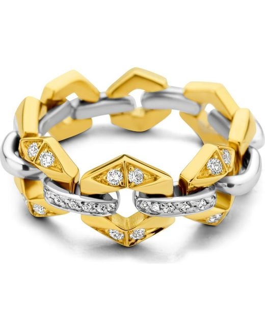 DRIES CRIEL Metallic Flow Diamond Link Ring