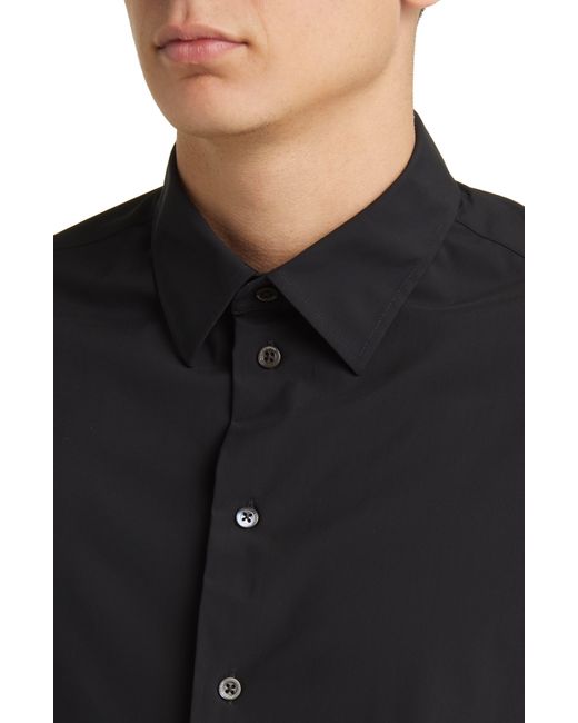 Emporio Armani Black Stretch Jersey Button-up Shirt for men