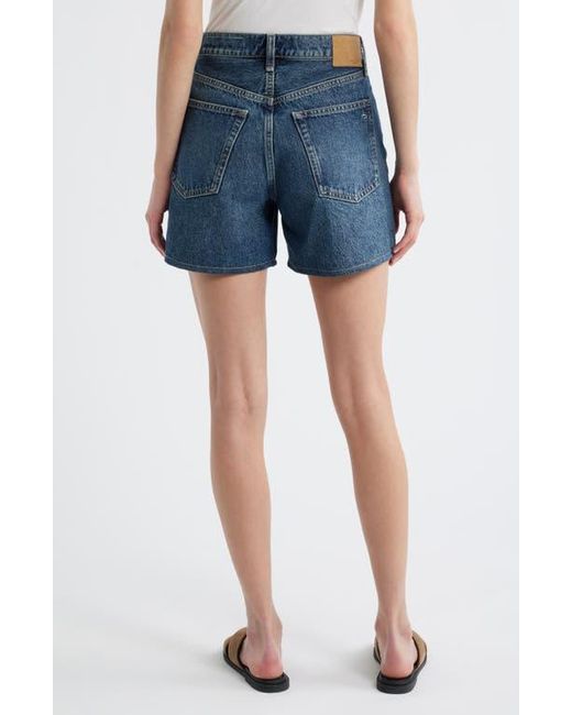 Rag & Bone Blue Kaia High Waist Relaxed Fit Denim Shorts