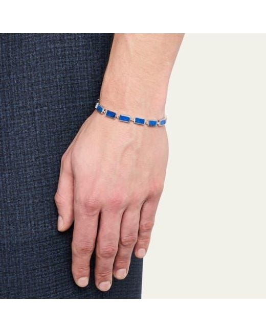 Jan Leslie Blue Dash Rectangle Link Bracelet for men