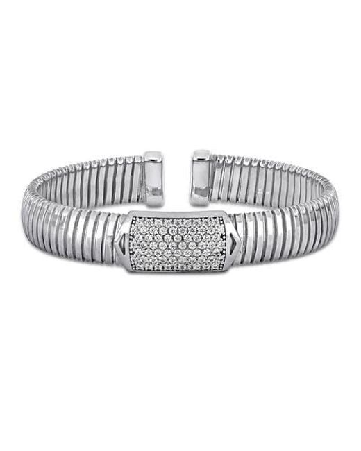 Julianna B Metallic Cubic Zirconia Cluster Omega Bangle Bracelet