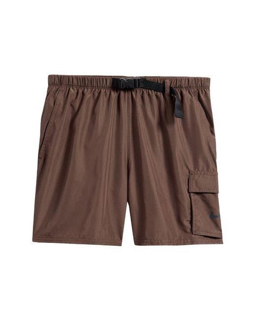 Nike Brown 5-Inch Cargo Swim Trunks for men