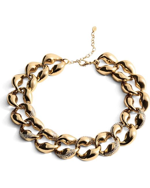 Mango Metallic Crystal Embellished Collar Necklace