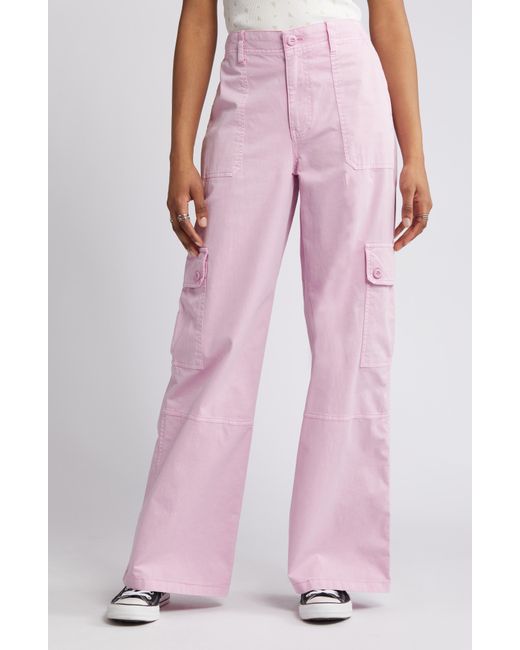 BP. Pink Twill Wide Leg Cargo Pants