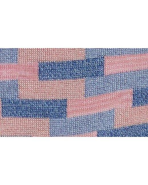 Bugatchi Blue Geo Pattern Mercerized Cotton Blend Dress Socks for men