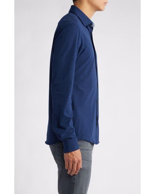 Boss Blue Roan Solid Stretch Cotton Button-Up Shirt for men