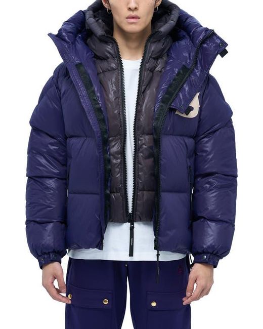 Alpha Style Blue Kudu Hooded Puffer Down Jacket for men