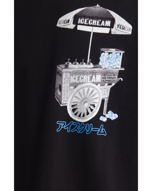 ICECREAM Black Cart Oversize Cotton Graphic T-shirt for men