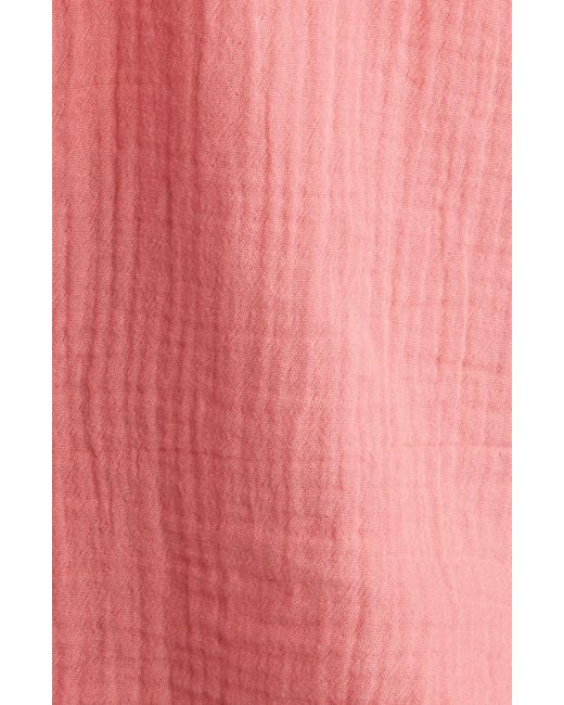 Caslon Pink Caslon(r) Cotton Gauze Camp Shirt