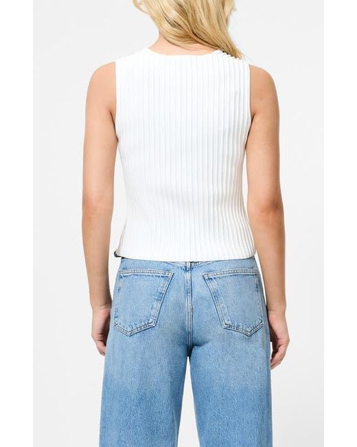 French Connection White Ottoman Crinkle Sleeveless Top