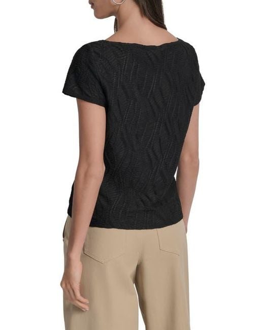 DKNY Black Texture Knit Top