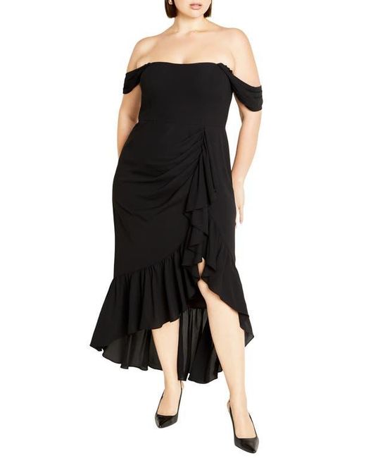 City Chic Black Rosabella Off The Shoulder Maxi Dress