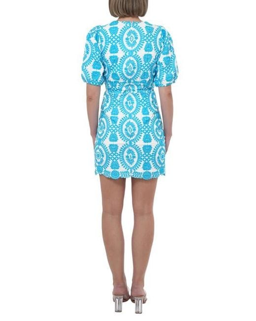 Adelyn Rae Women's Blue Rosemary Eyelet Embroidery Minidress