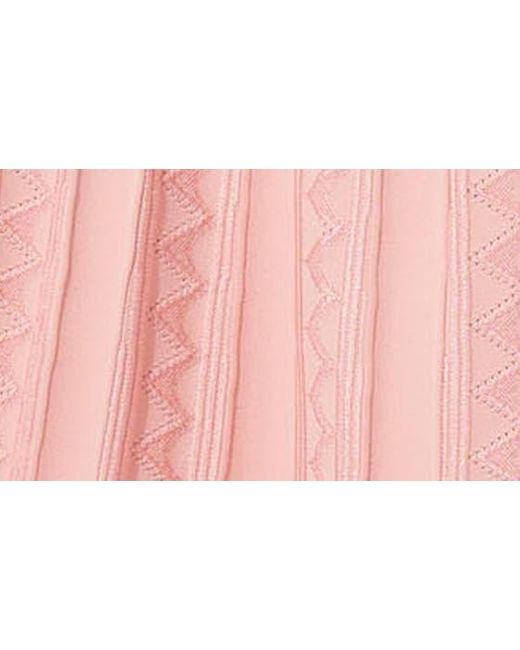 Carolina Herrera Pink Embroidered Knit Fit & Flare Dress