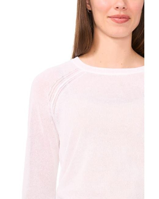 Halogen® White Crewneck Raglan Sleeve Sweater