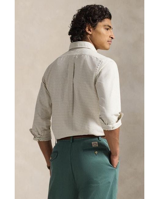 Polo Ralph Lauren Green Classic Fit Gingham Check Cotton Button-Down Oxford Shirt for men