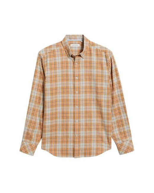 James Campbell Natural Vulcan Trim Fit Plaid Cotton Button-Up Shirt for men