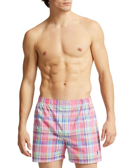 Polo Ralph Lauren Pink Assorted 3-pack Woven Cotton Boxers for men