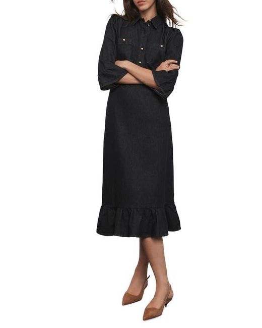 Mint Velvet Black Denim Belted Midi Shirt Dress