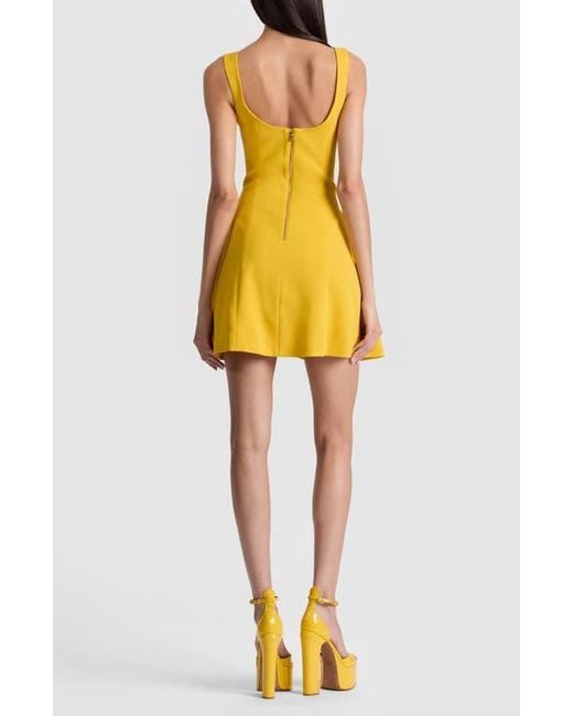 Alice + Olivia Yellow Vera Fit & Flare Minidress