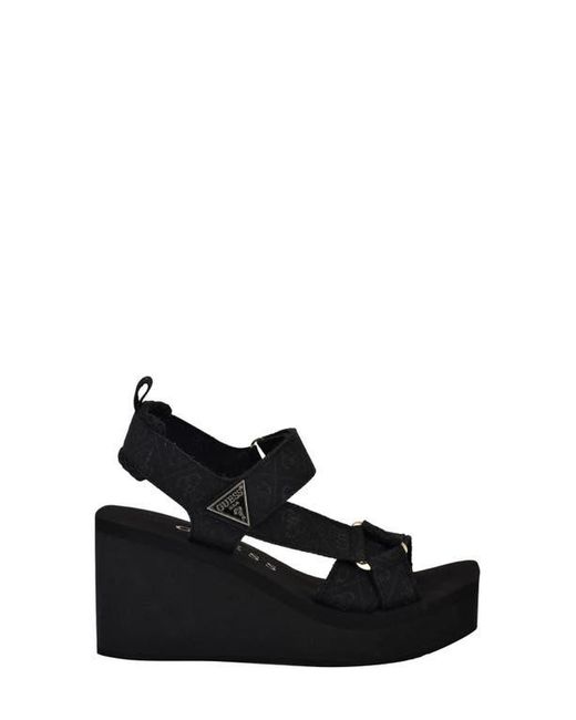 Guess Black Daysa Slingback Platform Wedge Sandal