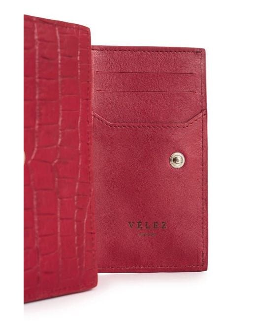 Velez Red Embossed Leather Wallet