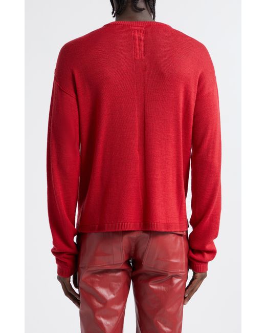 Rick Owens Red Maglia Penta Jacquard Virgin Wool Crewneck Sweater for men
