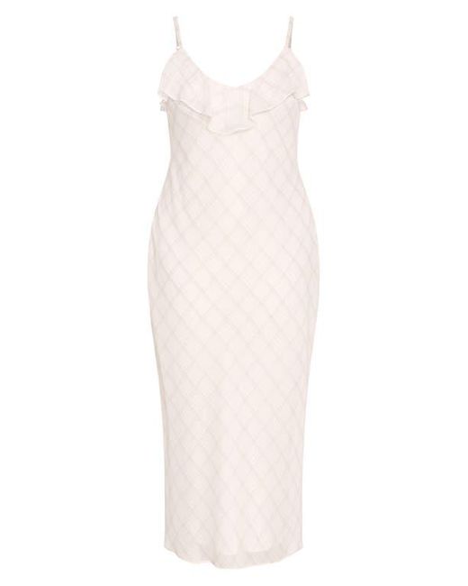 City Chic White Ria Ruffle Neck Slipdress