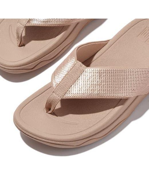 Fitflop Brown Surfa Sequin Toe-Post Sandals