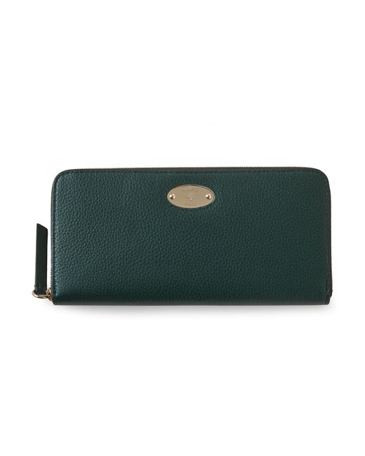 Mulberry Green Plaque 8 Card Leather Zip Wallet