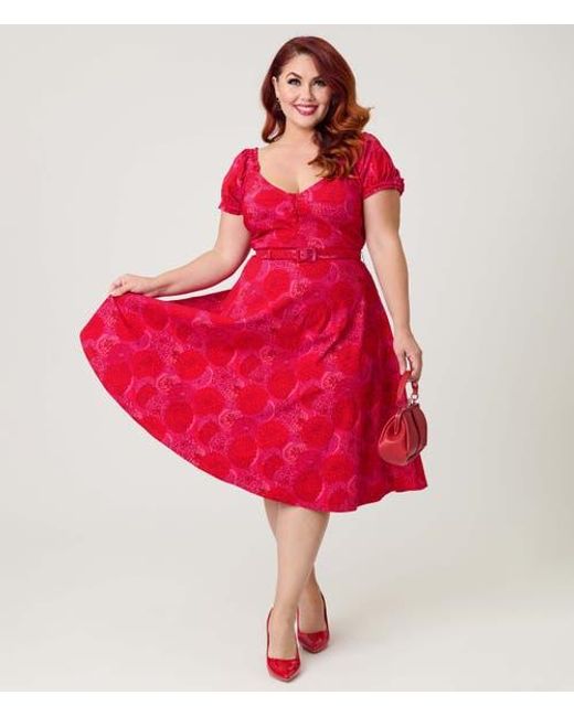 Vintage Dresses Plus Size Red Swing Dress Curves To A Whole New Eva Marie!