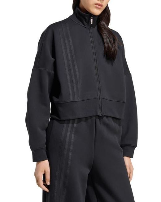 Adidas Black 3-Stripes Zip Front Cotton Blend Jacket