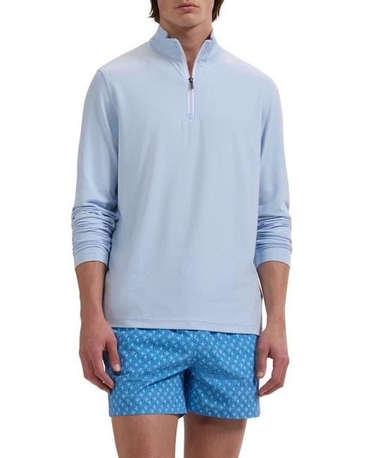 Bugatchi Blue Zane Fish Print Swim Trunks for men