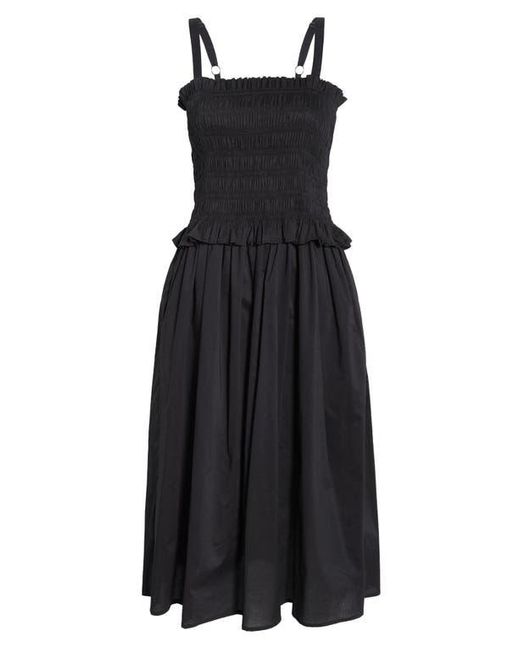 MELLODAY Black Smocked Midi Dress