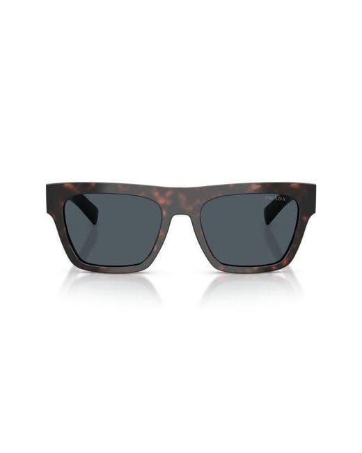 Prada Black 55Mm Rectangular Sunglasses for men