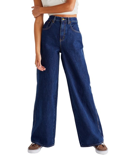 Free People Denim Crvy Gia High Waist Wide Leg Jeans in Blue | Lyst